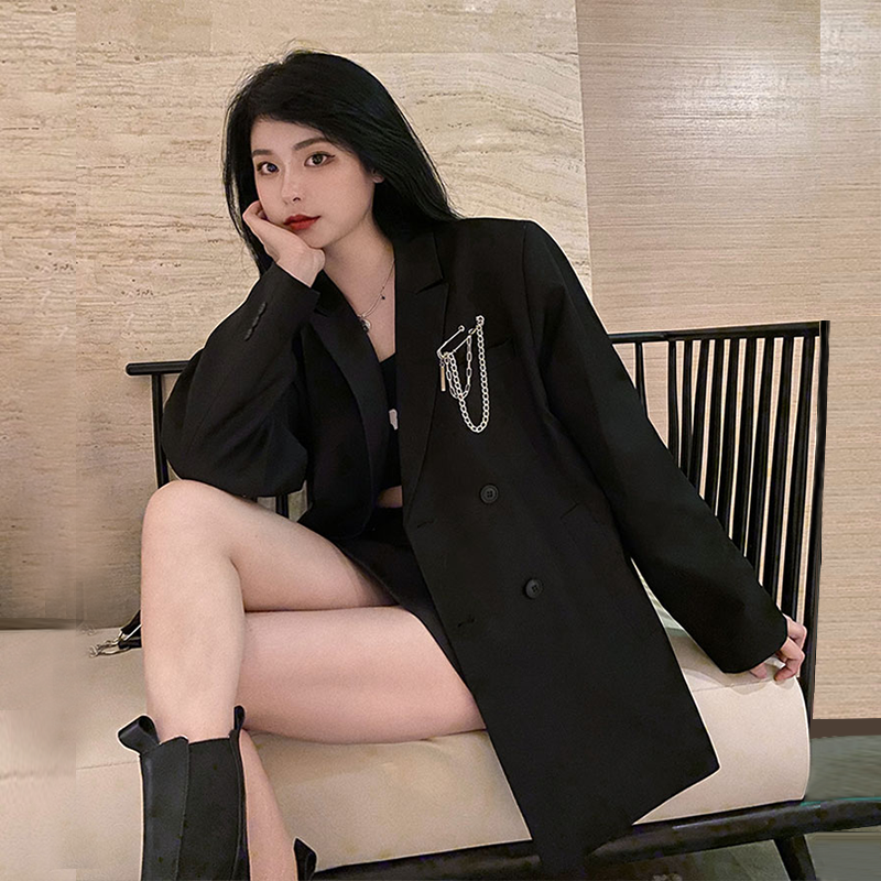Blazer women's loose British style black design sense niche 2021 new spring and autumn casual small suit