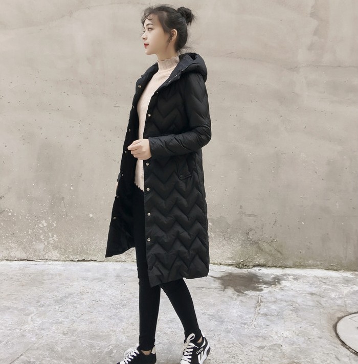 2018 mùa đông mới dài áo khoác cotton nhẹ phiên bản Hàn Quốc của bộ đồ cotton mỏng giảm béo với áo khoác cotton thắt eo áo phao nữ dáng dài hàn quốc