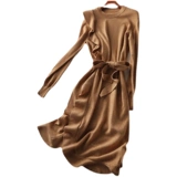 Весеннее трикотажное платье, длинный базовый корсет, средней длины