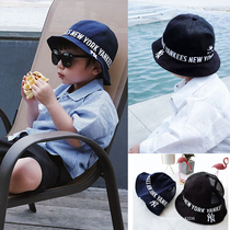 Childrens fishermans hat boy spring and summer sun hat net cap travel baby thin sunscreen hat basin hat male and female child tide