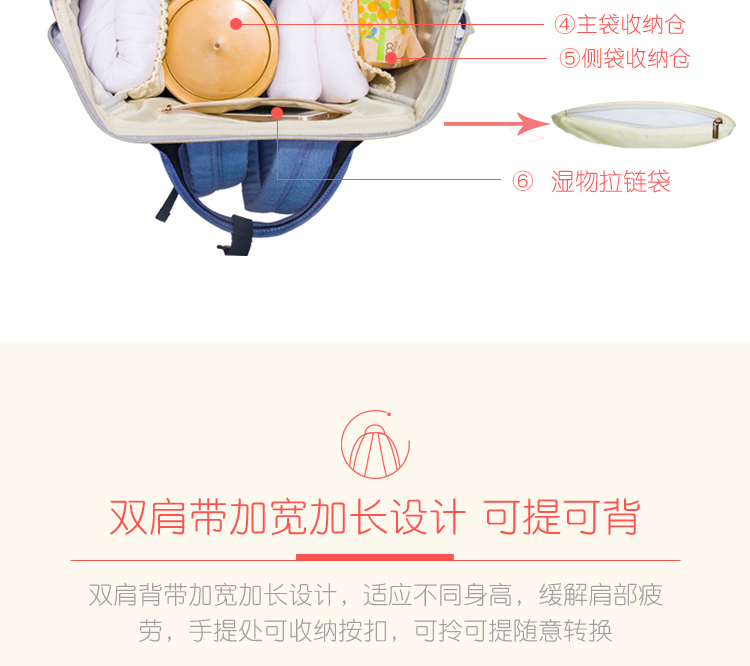 Túi chống trộm mới Túi đeo vai có sức chứa lớn dành cho bà mẹ và trẻ em Gói đa năng cho bé Túi mẹ cách nhiệt cho nữ túi bỉm sữa thời trang