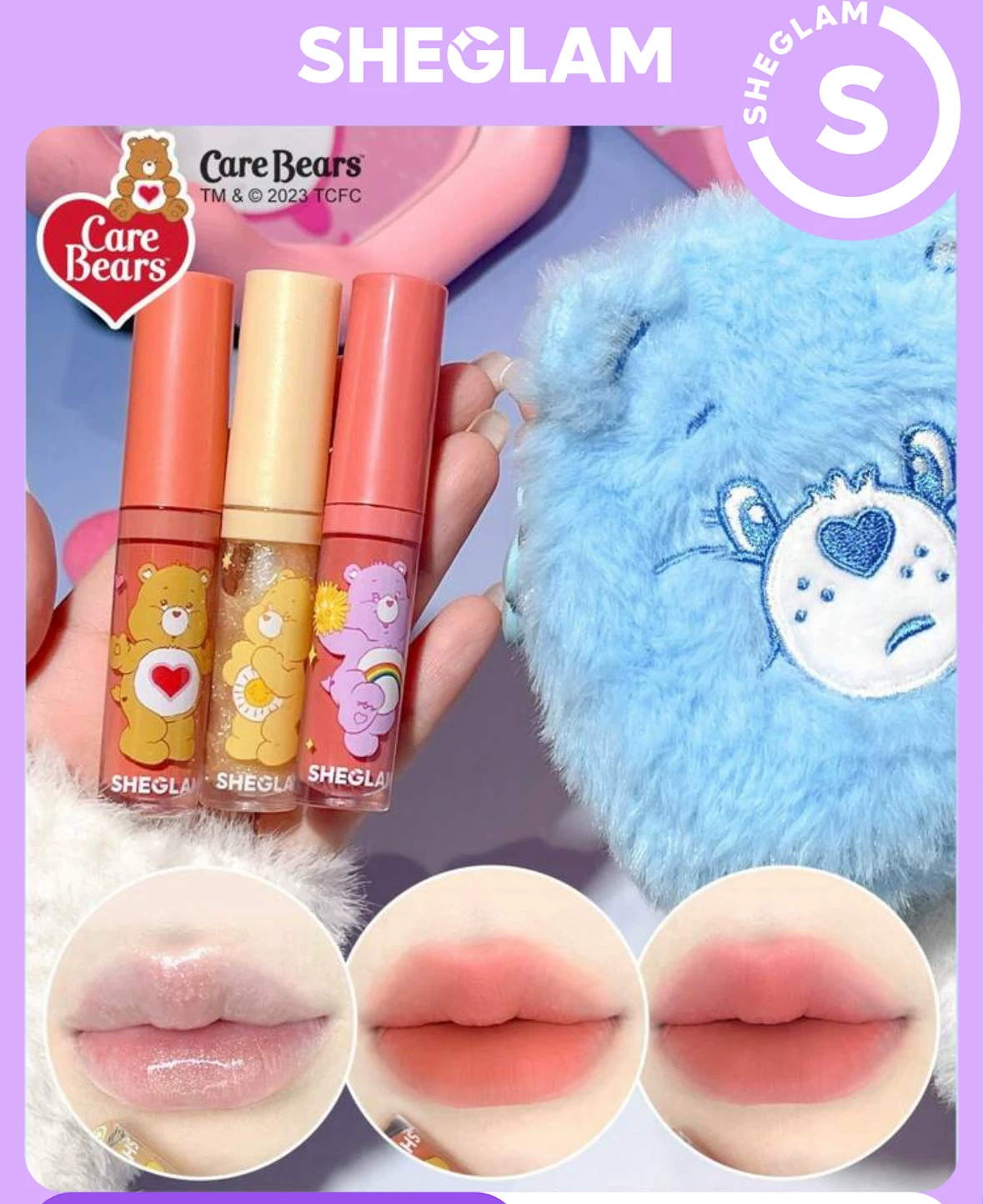 Набор макияжа SHEGLAM x Care Bears — палетка теней, румяна и хайлайтер в плюшевом футляре