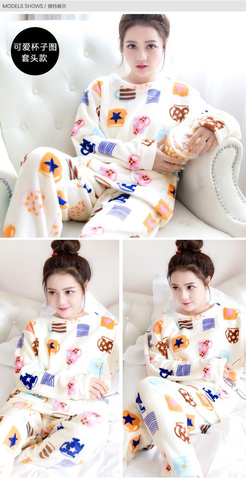 Mùa xuân và mùa thu tuổi trung niên mẹ đồ ngủ phụ nữ trung niên ông già flannel san hô nhung dày mùa đông mẹ chồng mùa đông quần áo ngủ nữ