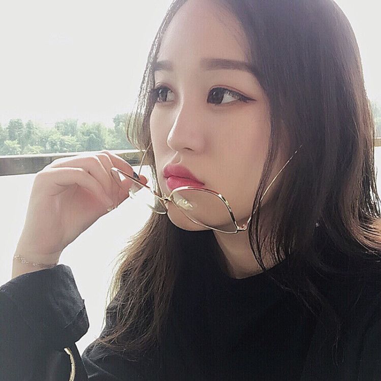 Màu đỏ lưới với cá tính của chân gương kim loại bóng nhỏ gương phẳng nam nữ trang trí kính gọng kính khung lớn gọng kính đẹp