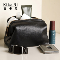 Gikani Plant Tanning Cow Leather Genuine Leather Wash Bag Large Capacity Containing bag for travel and skincare Cosmetic Items Bag