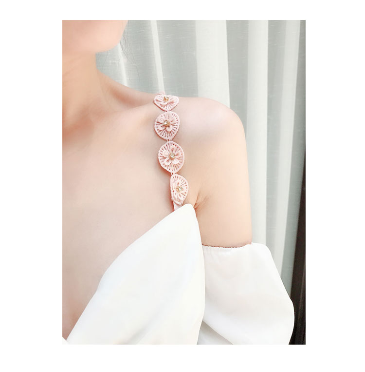 Sexy ren dây đeo vai Openwork đồ lót ren với áo ngực với rhinestone ngọc trai tinh tế từ đồ lót vai phụ kiện đồ lót nữ