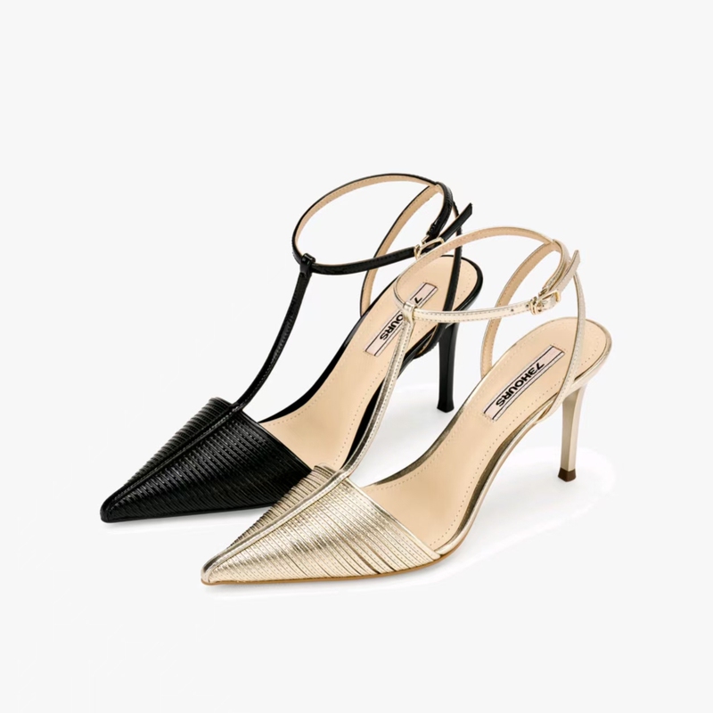 73Hours Women's Shoes Are Naturally Attractive, 2026 Spring Pointed-Toe Stiletto Solid-Color Fashion Sandals