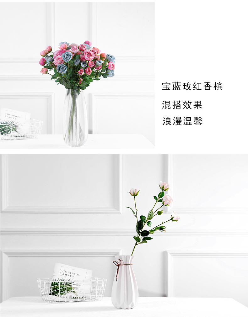 Mô phỏng hoa hồng cắm hoa trang trí bình phong cách châu Âu sàn phòng khách lớn trang trí hoa hồng giả trang trí nhà bó hoa - Hoa nhân tạo / Cây / Trái cây hoa tulip giả