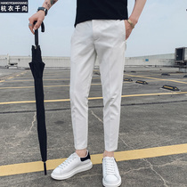 Nine pants male casual pants straight tube mitted in spring and summer 2022 new handsome male pants tide pants white pants