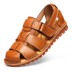 Giày sandal nam đế xuồng 2018 mùa hè mới bằng da giản dị Baotou chống trơn đế dày đi biển giày da nam Sandal