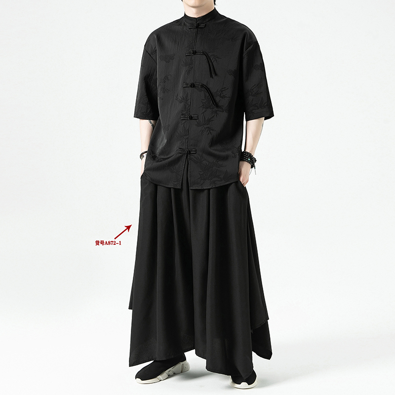 Mamian Skirt Men's New Chinese Style National Fashion Wide-Leg Pants Tang Suit Men's Skirt Pants Plus Size Daily Wear Hanfu Pants