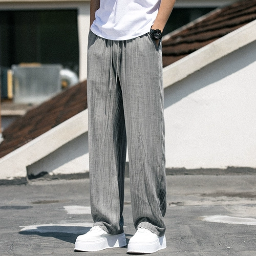 Летние тонкие шелковые штаны, свободный прямой крой