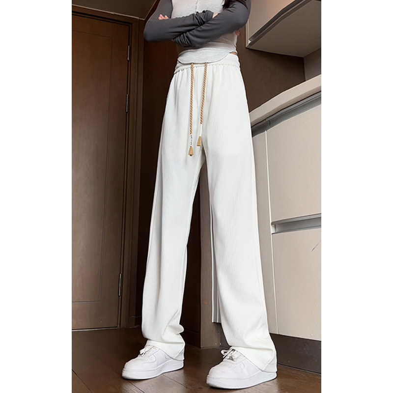 White Pants for Men, with a High-End Drape, Loose Wide-Leg Pants, American High Street Casual Long Pants, Spring and Autumn Straight-Leg Pants, Sweatpants