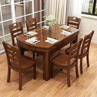 Полная деревянная комбинация стола и стула может выдвинуть и сложить большой круглый стол, переменный круглый стол, небольшая квартира, домашний обеденный стол