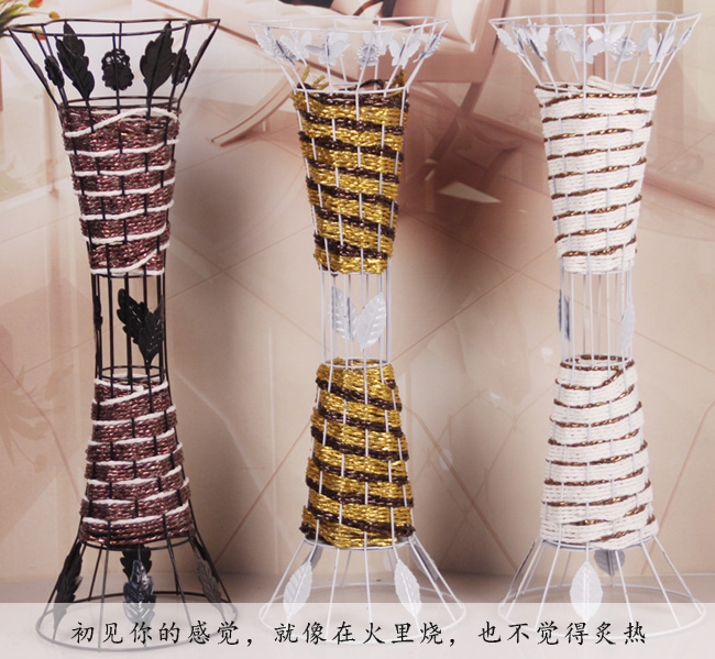 Bình hoa mây mây rèn sắt bình xiên đá quý làm bằng tay bình hoa trang trí trong nhà bình hoa - Vase / Bồn hoa & Kệ chậu gỗ trồng cây