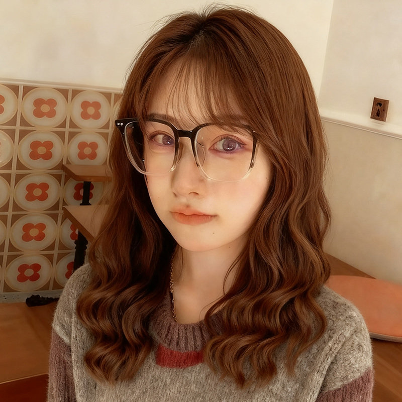 Large Frame Blue Light Blocking Glasses for Men and Women, Prescription Glasses, Transparent Square Frame, Trendy Face-Slimming Tool, Natural Look, Trendy Non-Prescription Glasses