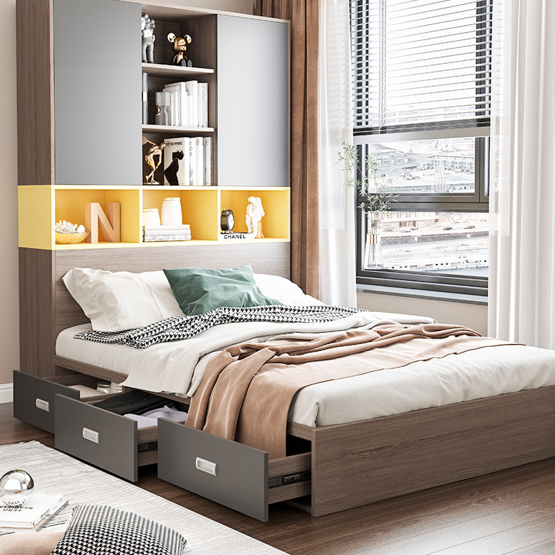 Nordic bedroom bay window tatami bed wardrobe bed one floor balcony tatami small apartment second child children's room