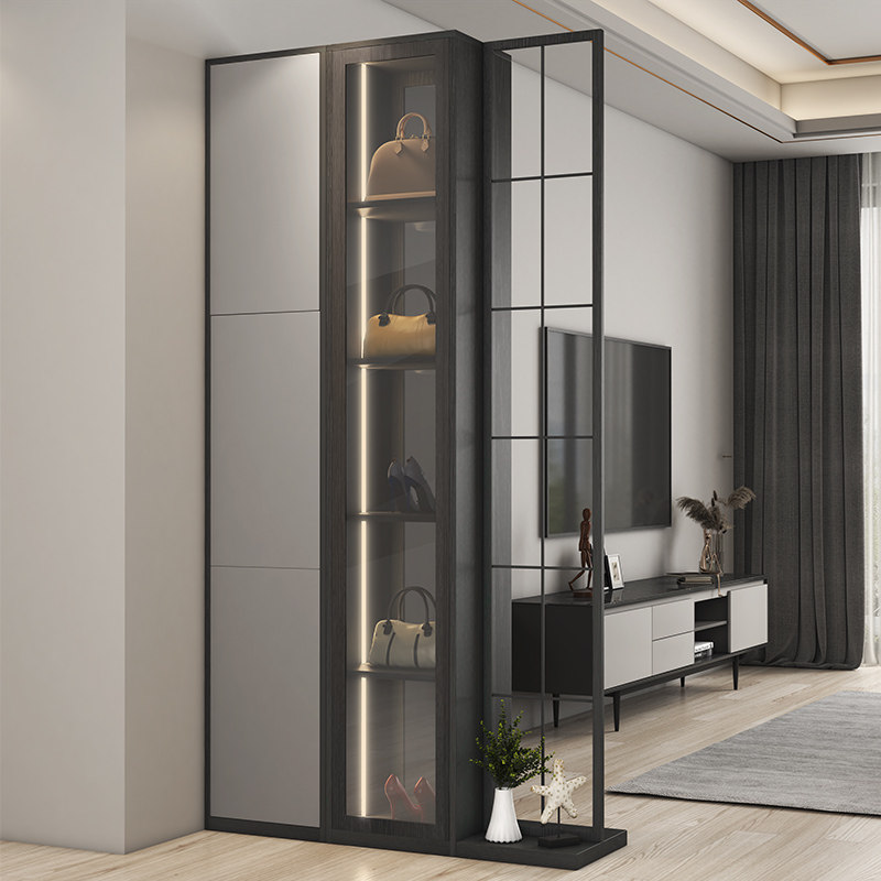 Modern Light Luxury Cabinet Living Room Led Room Cabinet Minima Light Extravagant Partition Home Shoe Cabinet Integrated Against Wall