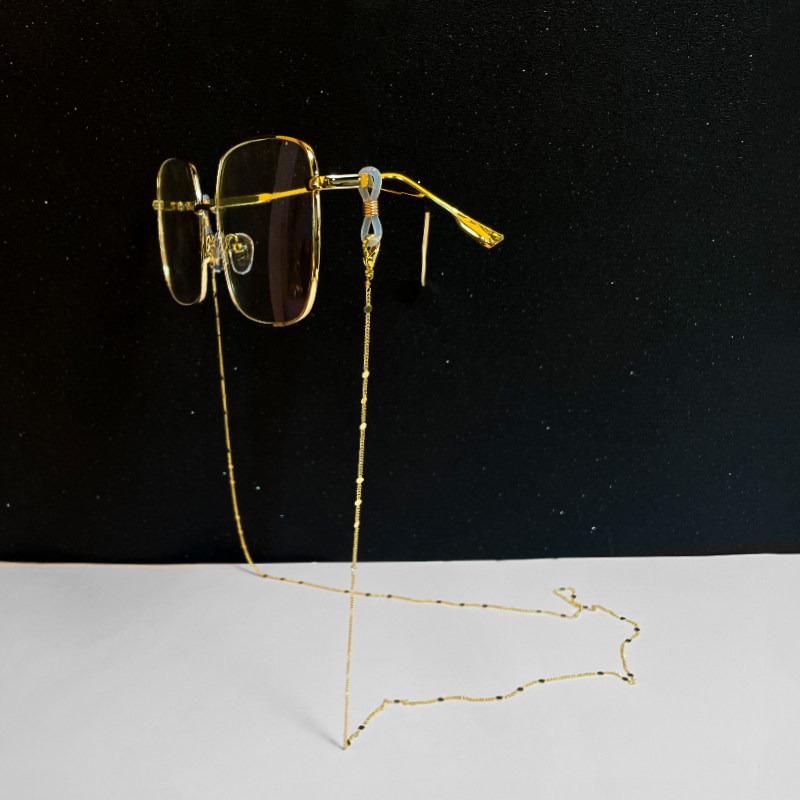 Gold sparkling small glitter glasses chain women's simple light luxury super flash exquisite anti-lost anti-slip sunglasses accessories