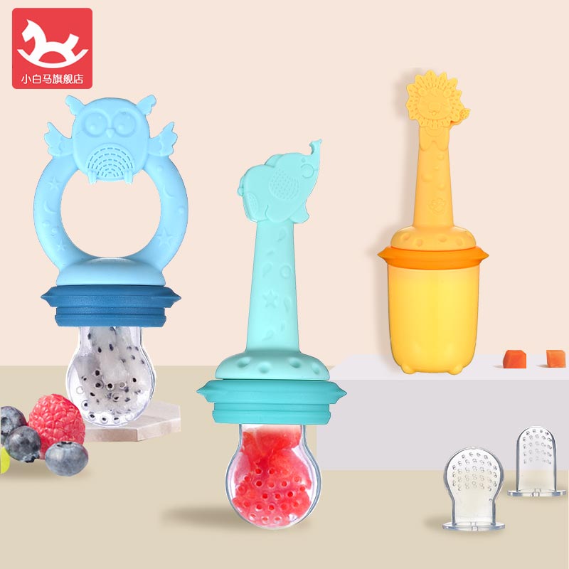 Silicone bite bag fruit and vegetable music baby molar stick food bite bag fruit food supplement fruit and vegetable teether bite music
