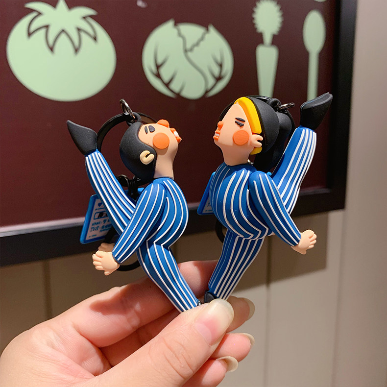 Crackle fork male and female medical keychain couple Korean creative pair of simple ins car chain bag pendant diy customization