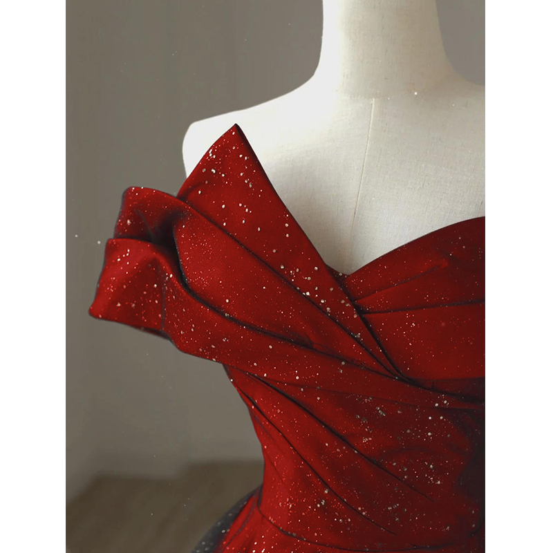 Evening dress, red wedding shoes, wedding dress, suitable for teen, open shoulders, french style Evening dress, red wedding shoes, wedding dress, suitable for teen, open shoulders, french style