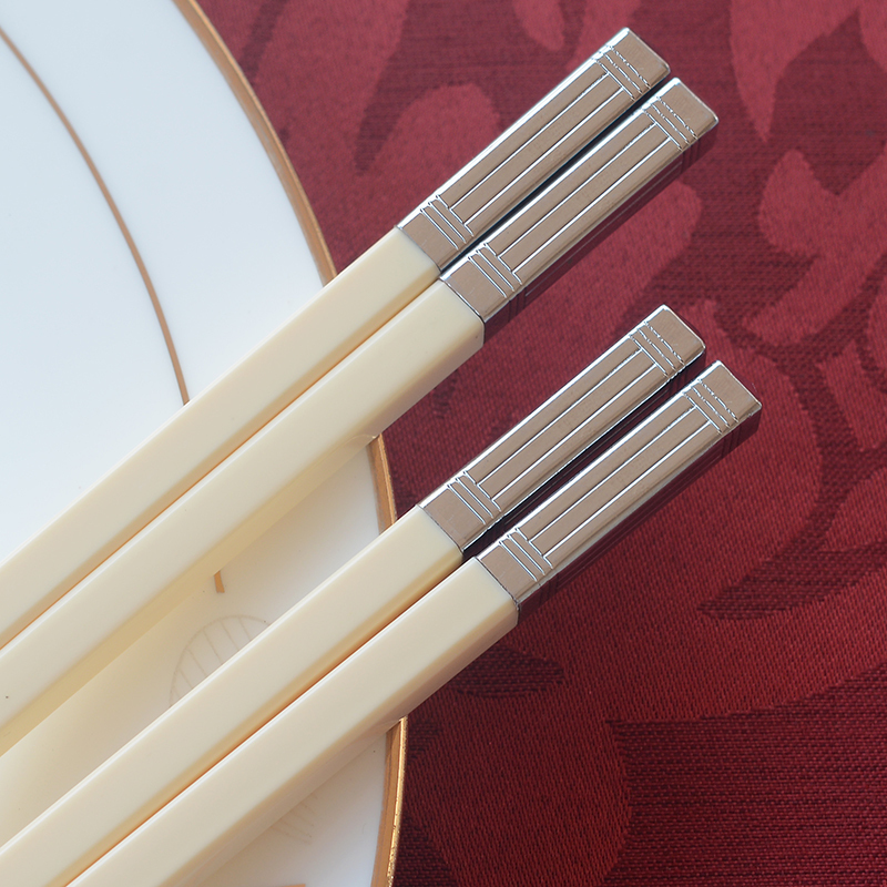 Ivory White Household Chopsticks, New High-End Extended Style, Melamine Imitation Porcelain, Gift Chopstick Set for Hotel and Restaurant Use, Chinese Style