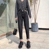 Черные флисовые джинсы с начесом, зимние приталенные штаны, 2020, высокая талия, свободный прямой крой