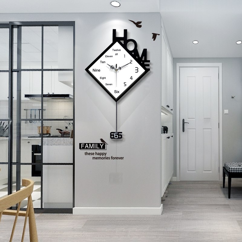 Nordic watch wall clock Living room fashion swing household personality mute Simple modern hanging watch Entrance creative clock