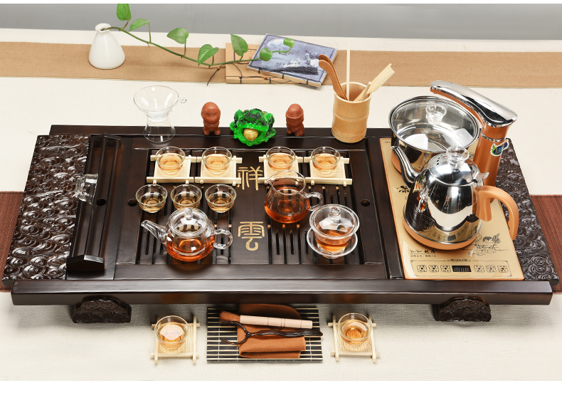 ZongTang tea tea set suit household violet arenaceous kung fu tea set in one of a complete set of induction cooker solid wood tea tray