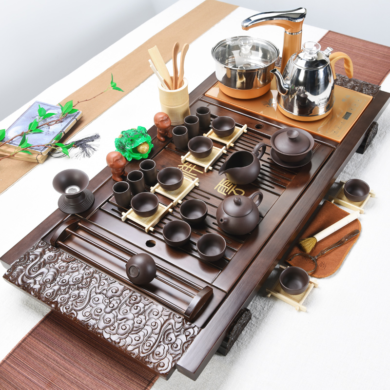 ZongTang ceramic tea set household automatic four unity of violet arenaceous kung fu tea tea solid wood tea tray tea sea