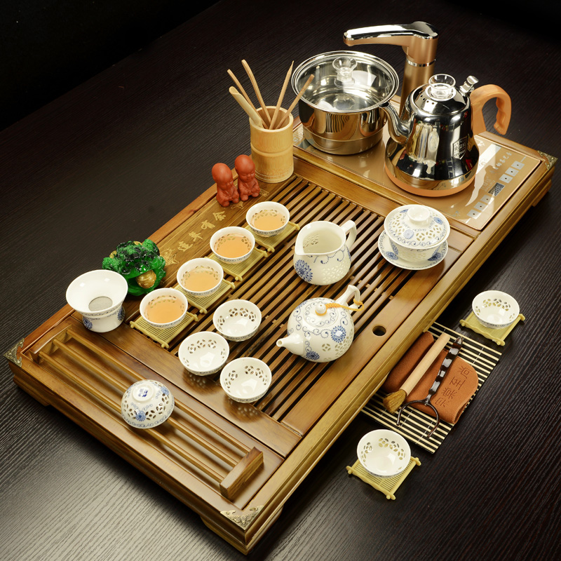 ZongTang tea set suits for domestic kung fu tea set a complete set of violet arenaceous automatic four unity induction cooker tea tray of tea table