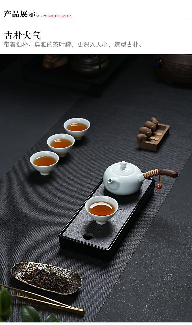 ZongTang quadrate tea tray of black sea water drainage small tea table ceramic tea kungfu tea set coarse TaoGan mercifully