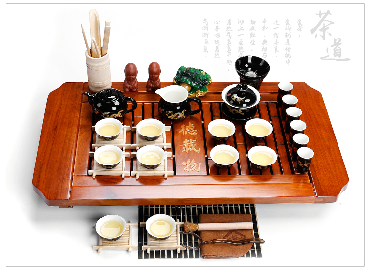 ZongTang to yet kung fu tea set with your up purple sand tea set tea service of a complete set of ceramic solid wood tea tray tea table
