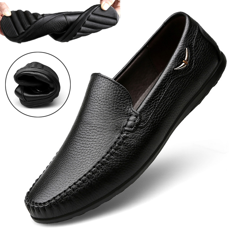 Men's casual shoes leather men's shoes hollow breathable leather shoes men 36 bean shoes men and a shoes with a small yard of 37