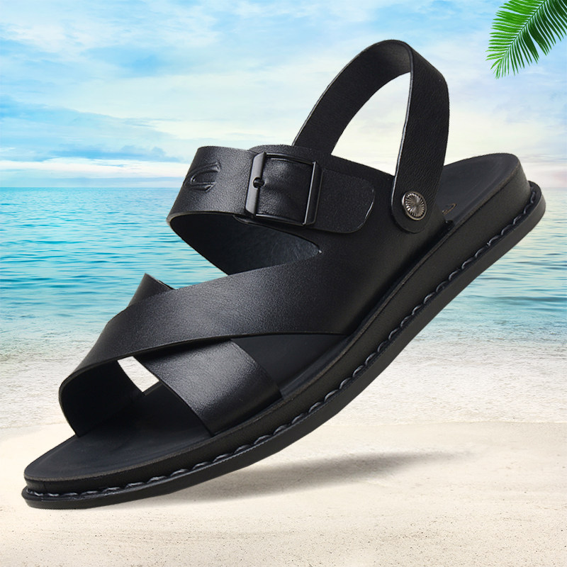 German Camel Dynamic Summer New Leather Sandals Men Genuine Leather Casual Beach Shoes Men Trends Non-slip Sandals Shoes Men