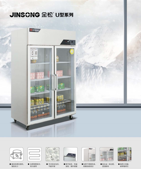 Jinsong straight cold single door two doors three doors four doors six doors refrigerated commercial display cabinet display cabinet milk tea shop coffee shop