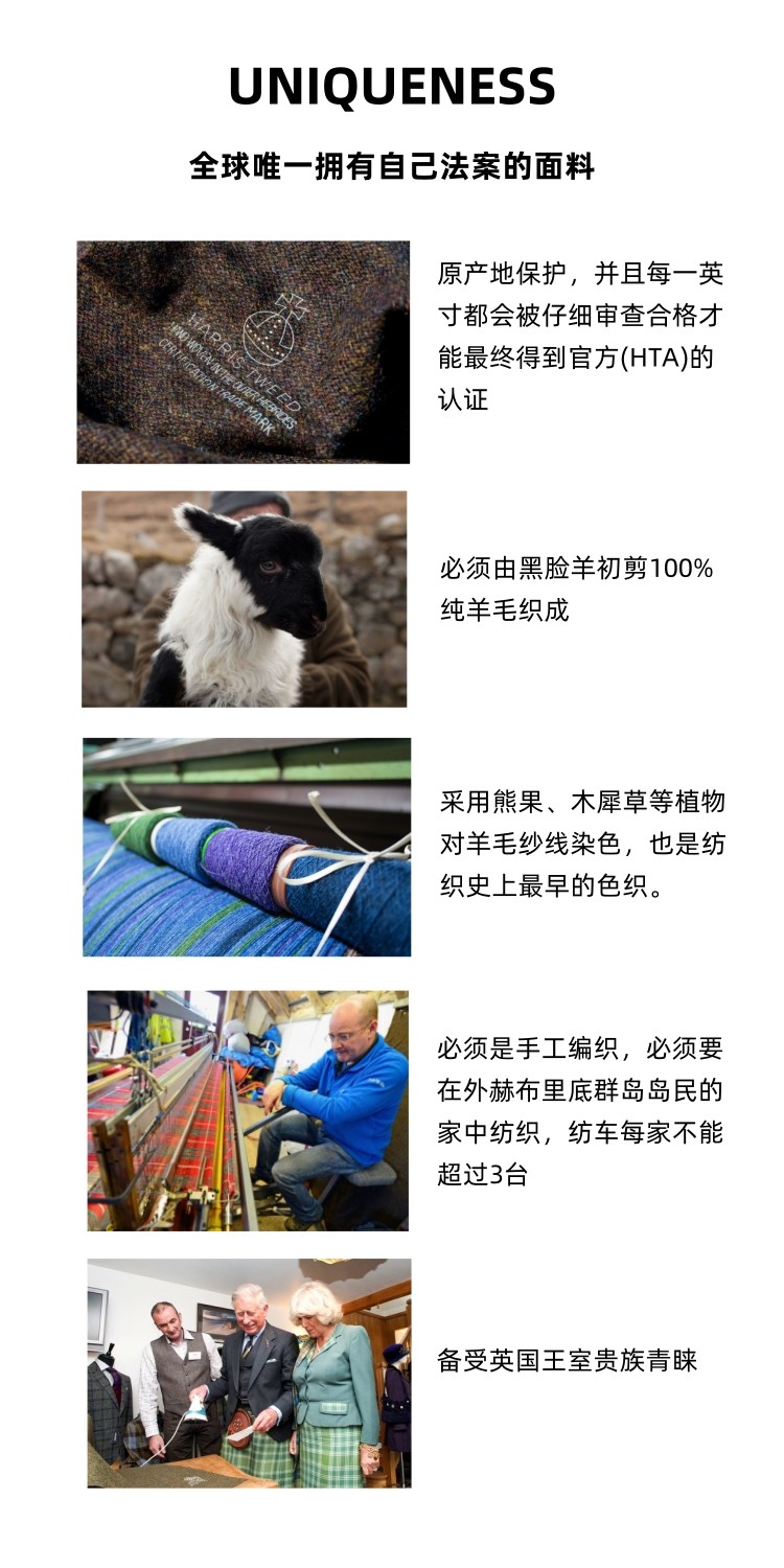 товар из китая 英国新款进口哈里斯粗花呢深灰人字纹harris tweed现货大衣面料