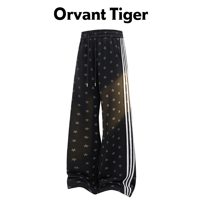 New Orvant Tiger All-Over Star Print Wide-Leg Sweatpants for Women, Autumn Age-Reducing Slimming Drapey Casual Long Pants
