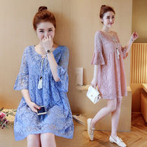Pregnant woman Liondress 2022 new fashion Chaurette Loose Lace Summer Dress Korean Version Big Code Gestation Summer Dress