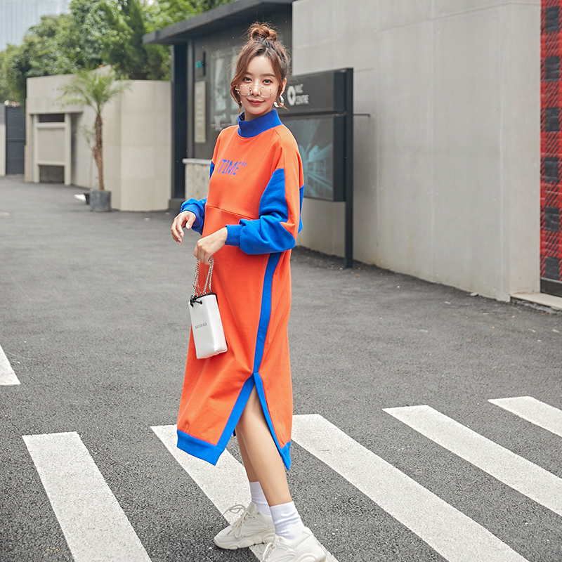 Spring maternity dress 2021 new nursing cotton loose sweater long over-the-knee large size out wear