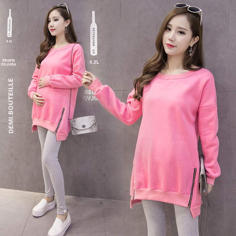 Pregnancy Woman Dress Autumn suit Two sets of 2022 new stylish style Loose Blouse Autumn Winter Plus Suede Thickened cotton T
