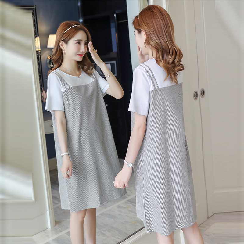 Pregnant women dress summer 2021 loose tide mom top fashion Korean summer skirt pregnant mom pregnant clothes