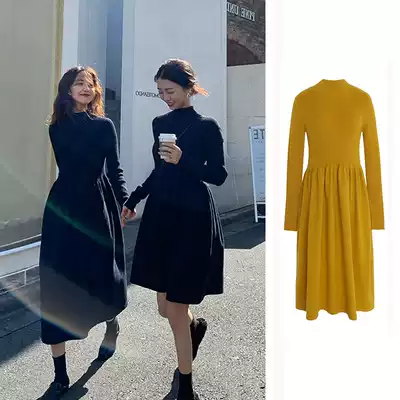 Pregnant women autumn dress tide mother long version spring and autumn pregnancy knitted base shirt fashion foreign school Korean version sweater