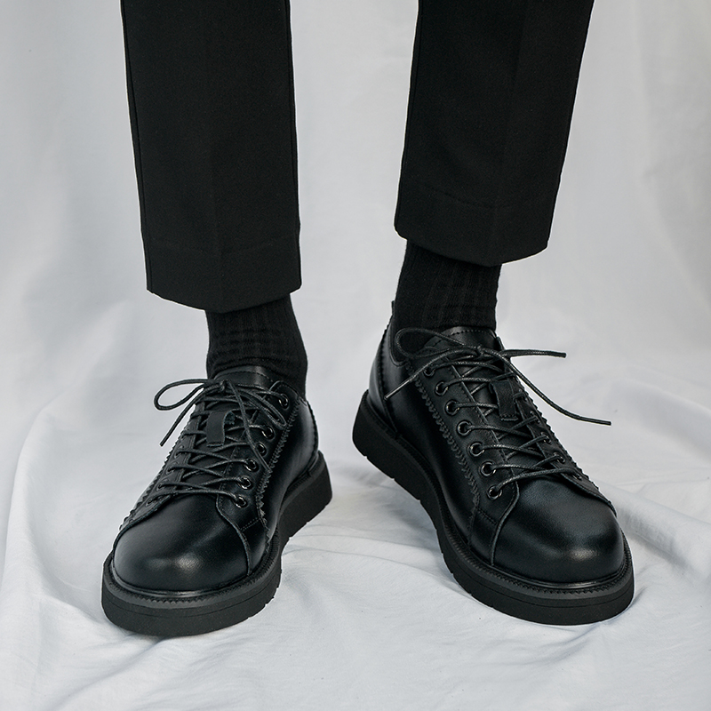 Black Harbour Harbour Yuan Little Leather Shoes in Spring Han Edition and England Leather Breakfast Leisure Tide Shoes