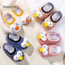 Baby baby non-slip floor shoes indoor soft floor socks childrens winter plus velvet padded toddler socks shoes