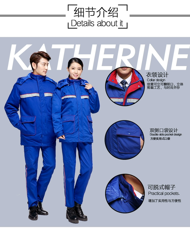 Trạm xăng overalls dày mùa đông phù hợp với áo khoác bông cotton lưu huỳnh Sinopec dầu chống tĩnh điện mùa đông quần áo
