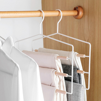 Household solid wood pants rack Multi-function multi-layer non-slip non-trace hanging pants hanger Wardrobe hook pants hanging storage artifact