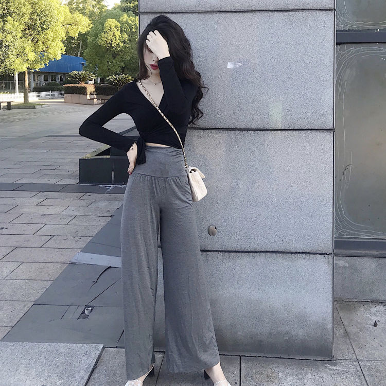 Autumn new high-cold royal sister style high-waisted wide trousers suit fashion net red Yangpai age-reducing two-piece suit