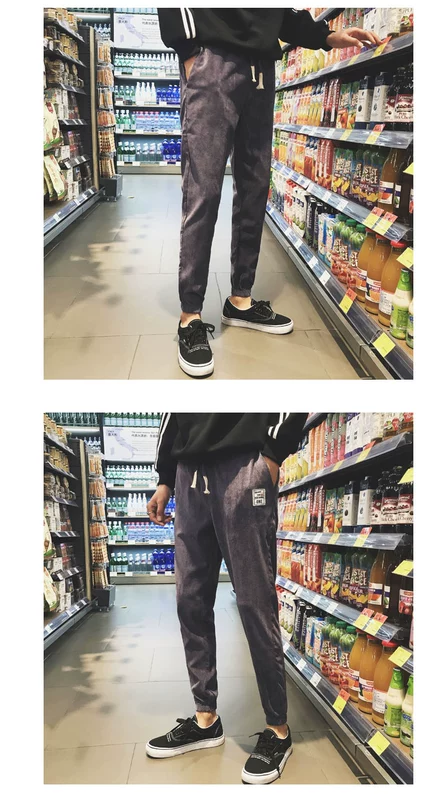 Mùa xuân và mùa thu nhung quần chín quần nam giản dị Slim chân quần harem quần nam quần quần nam quần